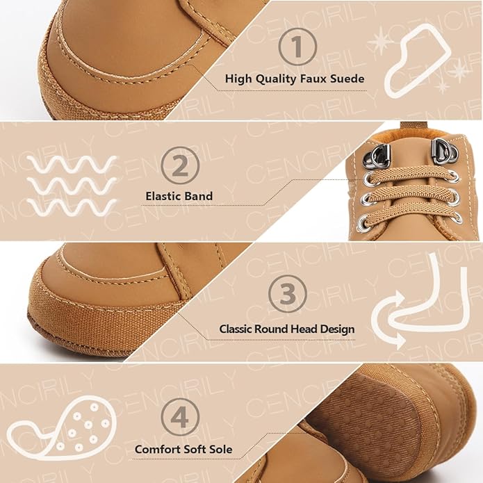CENCIRILY Baby Boys Girls High Top Sneakers Soft Soles Anti Skid Infant Ankle Shoes Toddler Prewalker First Walking Crib Shoes