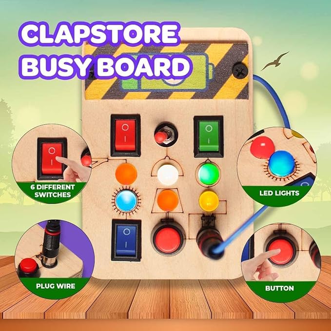 Toys Busy Board Spark Switch & Mini Switch Combo, Sensory Montessori Toy for Toddlers 1-6 Years, Soft Lighting for Hand-Eye Coordination, Educational Travel Toy for Boys & Girls