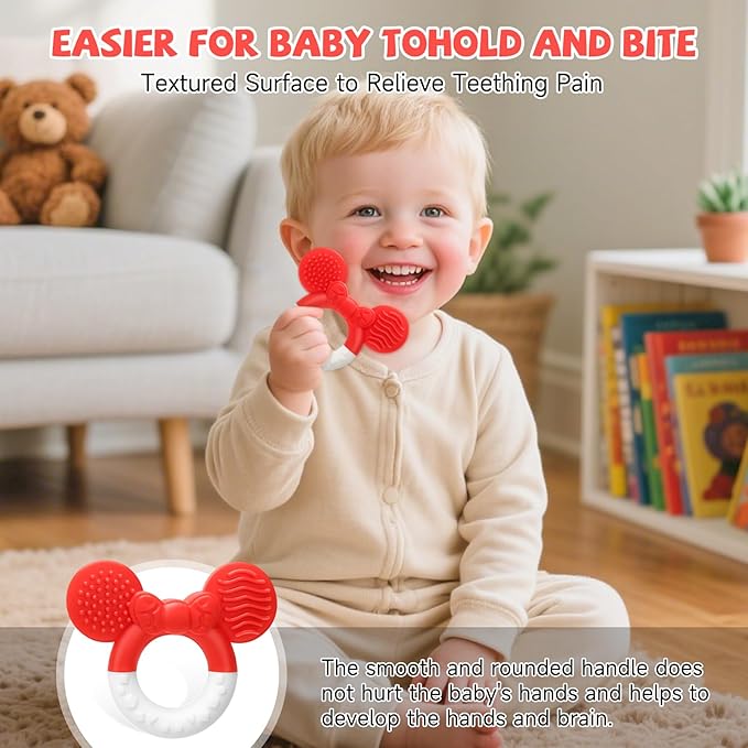 Baby Teething Toys,Teether for Babies 3+Months,BPA Free Soft and Silicone Teething Relief Soothing Sore Gums Baby Chew Toys