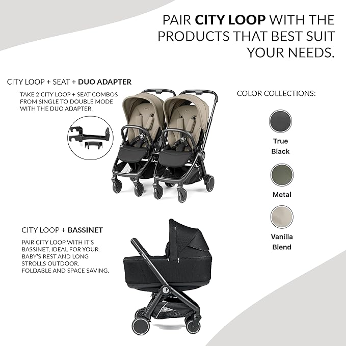 Peg Perego City Loop Frame Only | Compact Travel System from Infant to Toddler | Air Travel Friendly | Compatible with All Primo Viaggio Infant Car Seats-Sold Separately