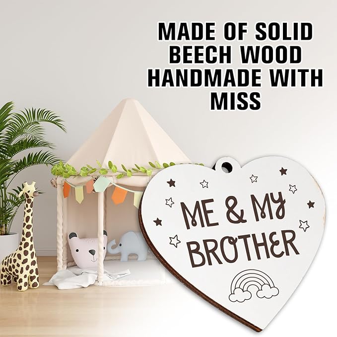 Me and My Brother Picture Frame,Baby Gifts for Boys,Heartfelt Big Brother Sister & Little Brother Keepsake Gift,Baby Room Decor Vintage Style Rotating Photo Frame 4x6