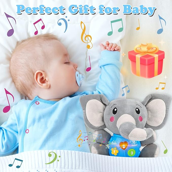 Plush Musical Baby Toys,Cute Elephant Toys for 3-6-12 Months Boys & Girls, Cute Stuffed Animal Infants Baby Toy, Elephant Baby Stuff,Toys for Infants 0-6 Months