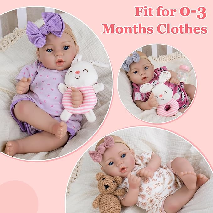 Aori Reborn Baby Dolls Lifelike - 18-inch Real Life Newborn Girl with Ultra-Realistic Handcrafted Details & Flexible Limbs, Gift Set for Kids 3+, Parents, Elderly and Collectors