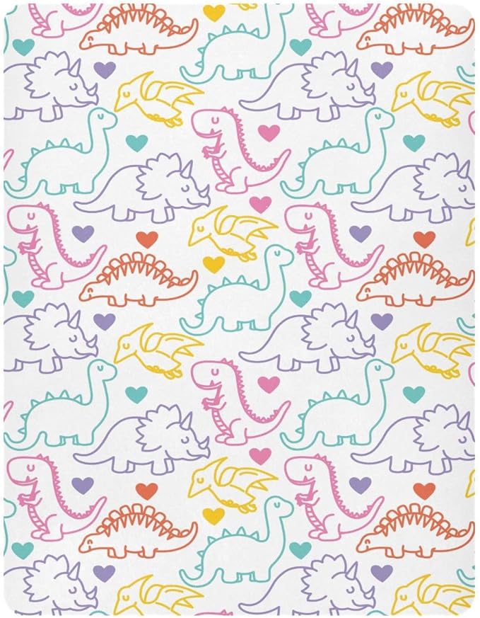 Colored Dinosaur Crib Sheets for Neutral Bassinet Play Sheets,Sheets Toddler Bed Sheets for Baby Boys Girs 39 * 27 * 5in
