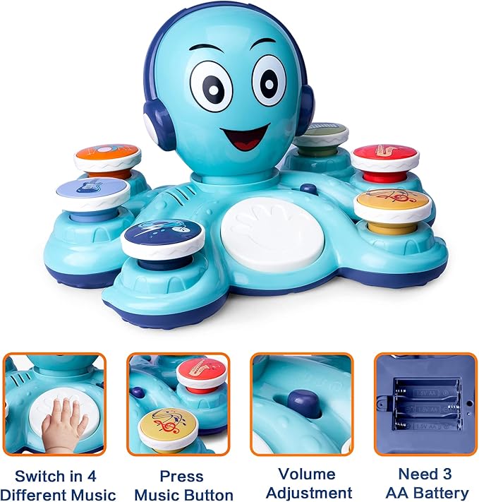 Baby Musical Toys Learning Toys for Toddlers, Octopus Music Toys, Preschooler Musical Educational Instruments Toy for Baby, Birthday Toys for Girls Boys