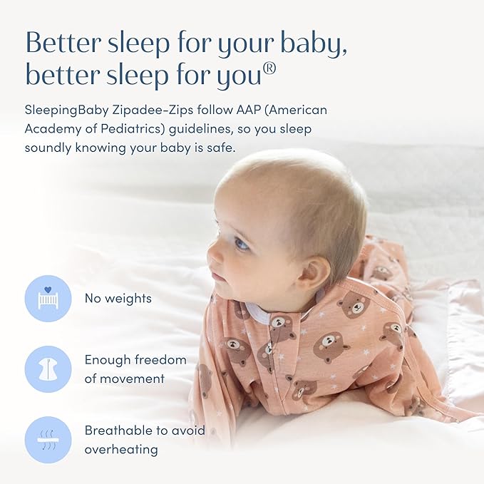 SleepingBaby Zipadee-Zip Transition Swaddle - Cozy Baby Swaddle Blanket with Zipper Convenience - Roomy Wearable Blanket for Easy Diaper Changes - Cozy Cub, X-Small (3-6 Month)