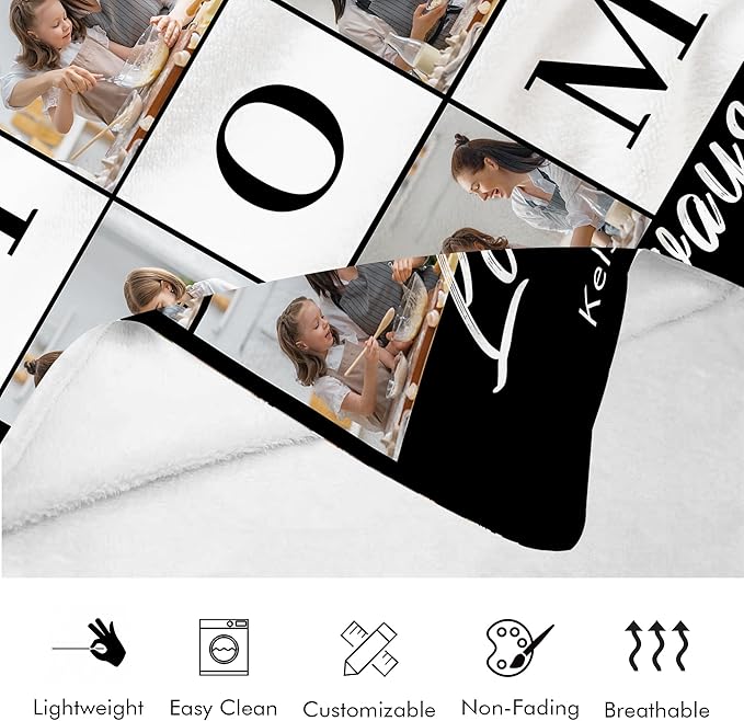 Personalized Photo Blanket for Mom - Custom Birthday &