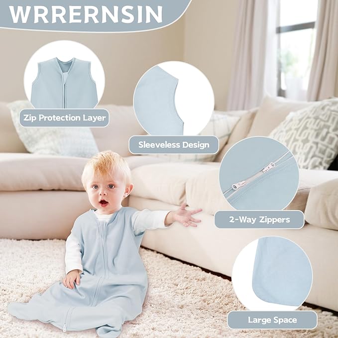 3 Pack Baby Sleep Sack 18-24 Months 100% Cotton TOG 0.5 Baby Sleeping Bag 2-Way Zipper Toddler Wearable Blankets Comfy Stretchy Summer Sleep Sacks
