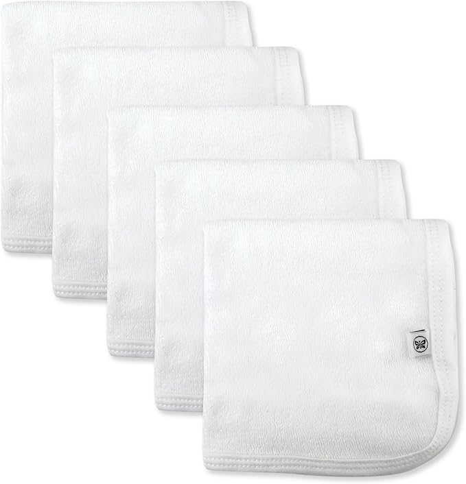 HonestBaby Unisex Baby Organic Cotton Washcloth Multi-Pack Winter Accessory Set, 5-Pack Honestly Pure White, One Size