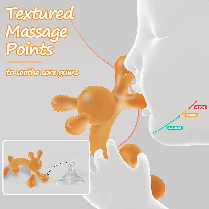WAJIAYON Easter Bunny 2 Pack Amber Oil Baby Teething Toys for Babies,Silicone Baby teethers for Babies 3-6 Months,Freezer BPA Free Soft and Textured Chew Infant Toys Easter Gifts for Boys and Girls
