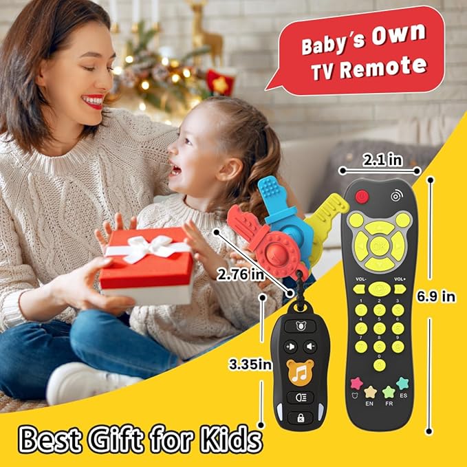 Baby Toy Car Keys Baby Remote Control Toy Set, Toddlers Pretend Toy Key Teether and TV Remote with Sounds Lights Interactive Musical Sensory Learning Toys Gifts for Boys Girls Infant Age 6+ Months