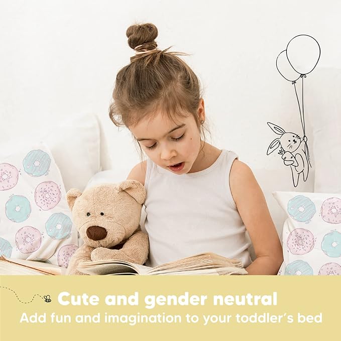 Toddler Pillow with Pillowcase - 13x18 My Little Dreamy Kids Travel Bed Pillows for Sleeping, Organic Cotton Small Pillowcase, Soft & Breathable, Machine Washable, Toddlers 2-5 Years Old (Donuts)