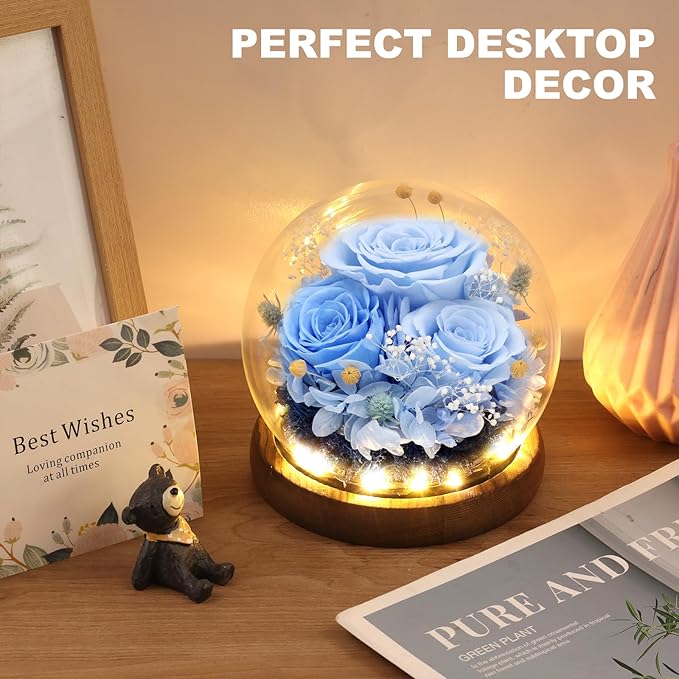Lujechii Forever Flowers,Flowers for Delivery Prime.Birthday Gifts for Women,Moms, Lovers, Friends, Anniversaries, Preserved Flowers Unique Flower Gifts, Graduation Flower Bouquets (Blue)