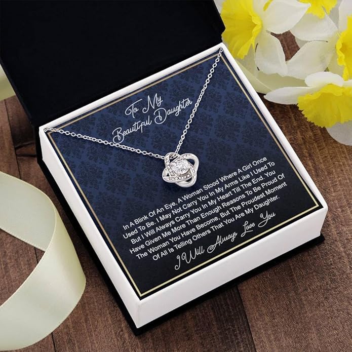 To My Daughter Gift Necklace From Dad or Mom - Badass Daughter Jewelry With Heartfelt Message & Elegant Box