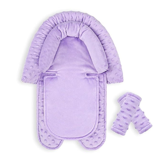 Infant Car Seat Insert, HNHUAMING Baby Car Seat Head & Body Support with 2 Strap Pads, Ultra Soft Newborn Preemie Carseat Insert Cushion for Girls Boys, Fits Car Seat, Stroller, Swing, Bouncer, Purple