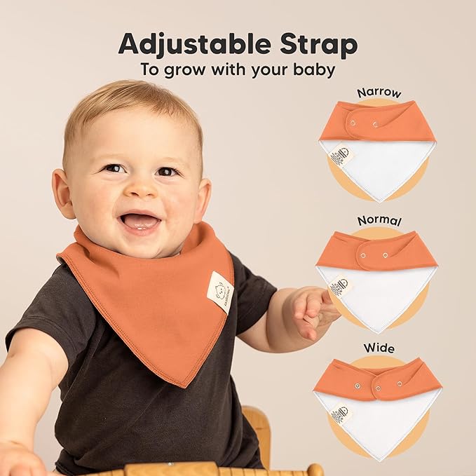 8-Pack Organic Baby Bandana Bibs for Boys, Girls - Super Absorbent Triangle Baby Bibs for Drooling and Teething Infant, 100% Cotton Extra Soft for Newborn, Infant 0-36 Months (Eclipse)
