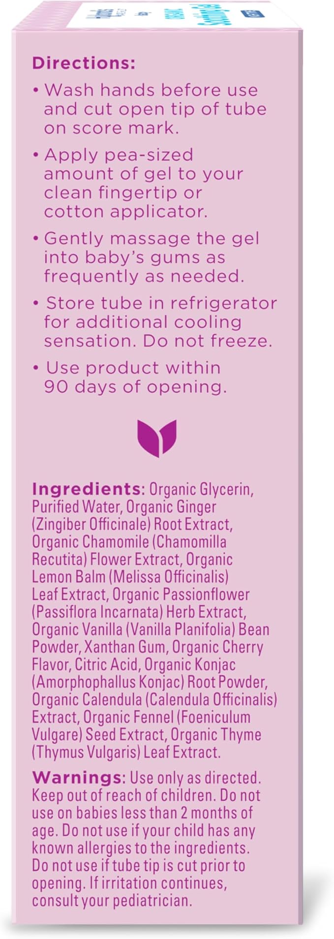 Hyland's Baby Organic Night Oral Soothing Gel, with Chamomile, Calendula, and Fennel, Cooling Gel for Oral Discomfort, Easy-to-Apply, Ages 2 Months and Up, 0.53 Ounce