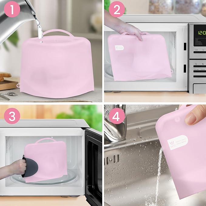 Silicone Microwave Steam Sterilizer Bag for Baby Bottles, Reusable Sterilizing Bag for Pump Parts and Toddler Accessories, Easy to Use Sterilizer Bags Perfect for Home and Travel, Pink (2PC)