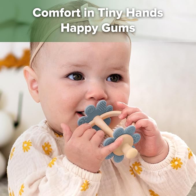 haakaa Silicone Baby Teether Toys,Nipple-Shaped End for Gum Massage,360Β° Baby Toothbrush Head for Self-Brushing Training,Easy to Grip - Sky Blue