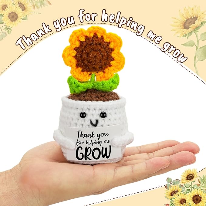 MBL Bosses Day Women Coworker - Thank You Appreciation Emotional Positive Support Crochet Sunflower Gifts for Teacher Men Woman Mentor Boss Lady Friend Farewell Retirement Thanksgiving Halloween