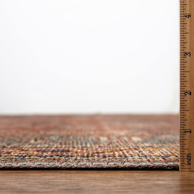 Bloom Rugs Washable Non-Slip 7 ft Runner - Terracotta/Mustard Traditional Runner for Entryway, Hallway, Bathroom, and Kitchen - Exact Size: 2.5' x 7'