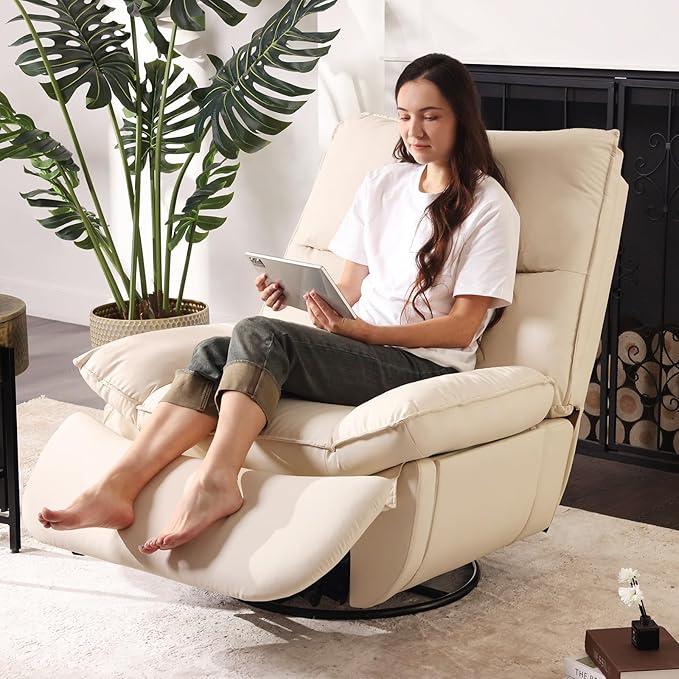 Electric Glider,Power Recliner, Reclining Sofa Chair with USB Ports,Swivel Glider Recliner Chair (Beige)