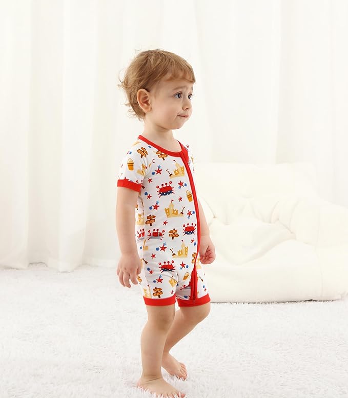 Baby Boy Romper Toddler Boys Short Sleeve Shorts Soft Jumpsuit Outfit Viscose Made from Bamboo