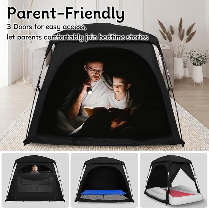Blackout Tent for Pack and Play, Mini Crib, Kids Travel Bed & Cot, Sleep Pod for Baby & Toddler, Breathable Design with Fan Pouch & Monitor Pouch, Lightweight and Portable