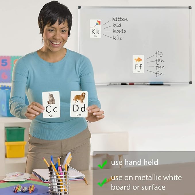 Magnetic Big Alphabet ABC Picture Flash Cards. 26 Sturdy Large Letters with First Words for Toddlers, Preschool and Kindergarten