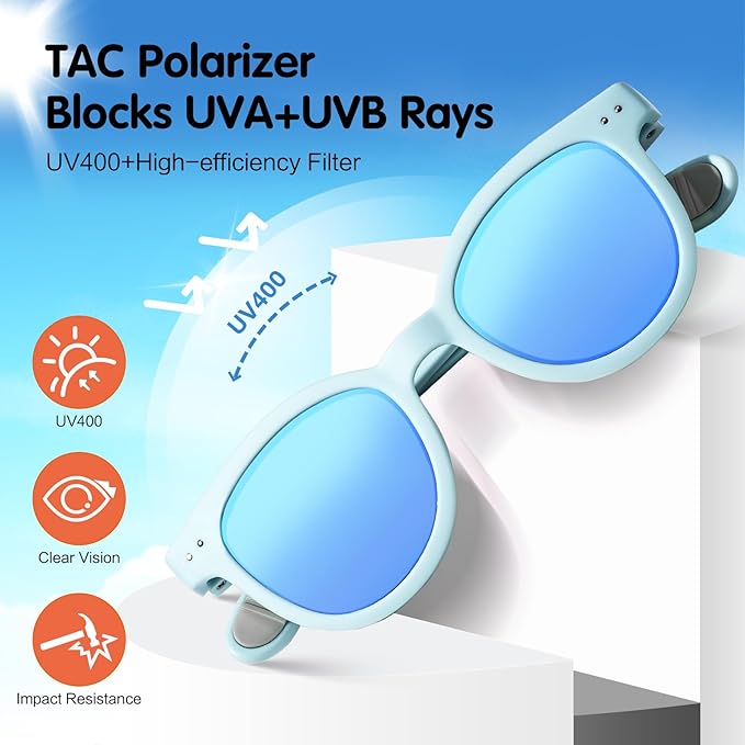 EYEBUDDY Kids Sunglasses for Boys Girls Age 2-8 Polarized UV Protection Toddler Children Sun Glasses Pack of 2