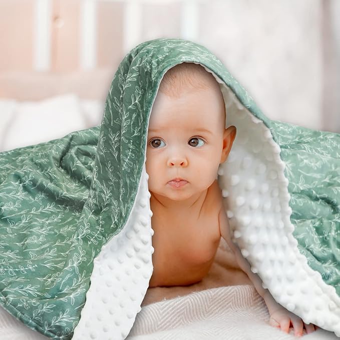 Green Sage Baby Blankets, Sage Toddler Blanket for Boys Girls, Dotted Backing, Double Layer, Crib Receiving Blanket, for Nursery/Stroller/Toddler Bed/Carseat, 30 x 40 Inch
