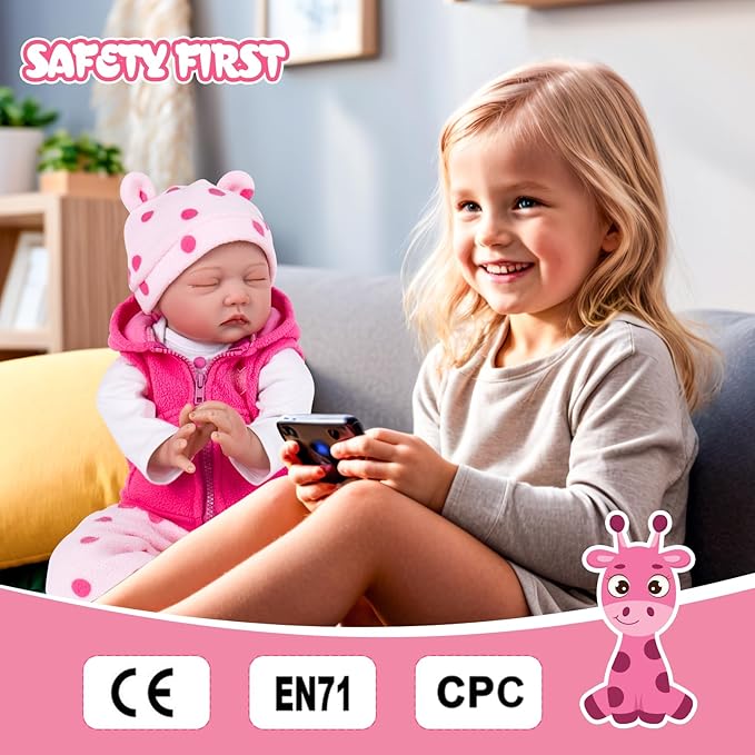 Aori Lifelike Reborn Baby Dolls - 22 Inches Realistic Newborn Girl Doll That Look Real with Feeding Kit & Gift Box for Kids 3+