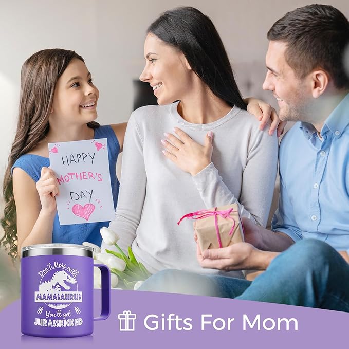 NOWWISH Mothers Day Gifts for Mom from Daughter Son, Mamasaurus Coffee Mug, Birthday Gifts Idea for Mom Women