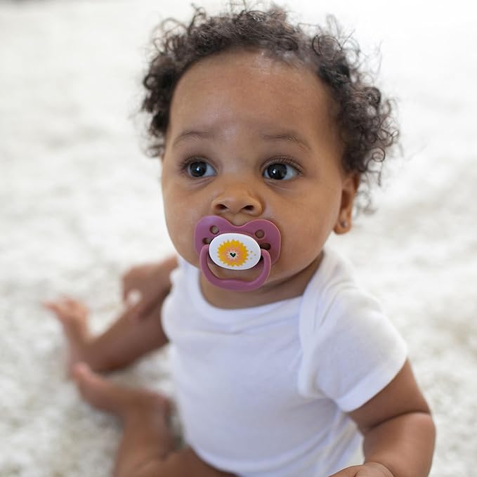 Dr. Brown's Advantage Baby Pacifier, Fully Symmetrical Soother with Soft Silicone Bulb, Lavender Love, 0-6m, BPA Free, 24 Pack