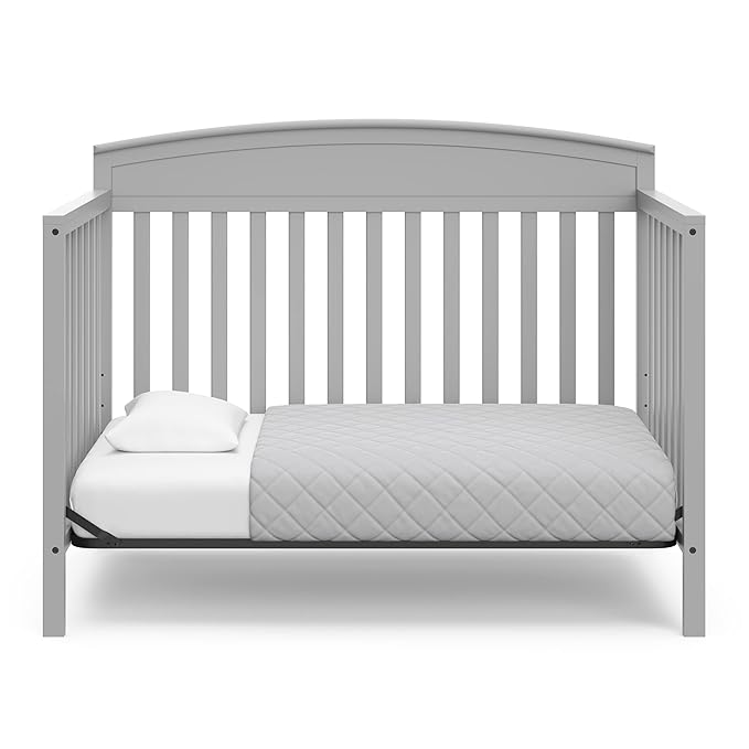 Graco Benton 5 in 1 Convertible Crib (GREENGUARD Gold Certified) with Premium Foam Crib and Toddler Mattress Included - Pebble Gray, Converts from Baby Crib to Toddler Bed, Daybed and Full-Size Bed