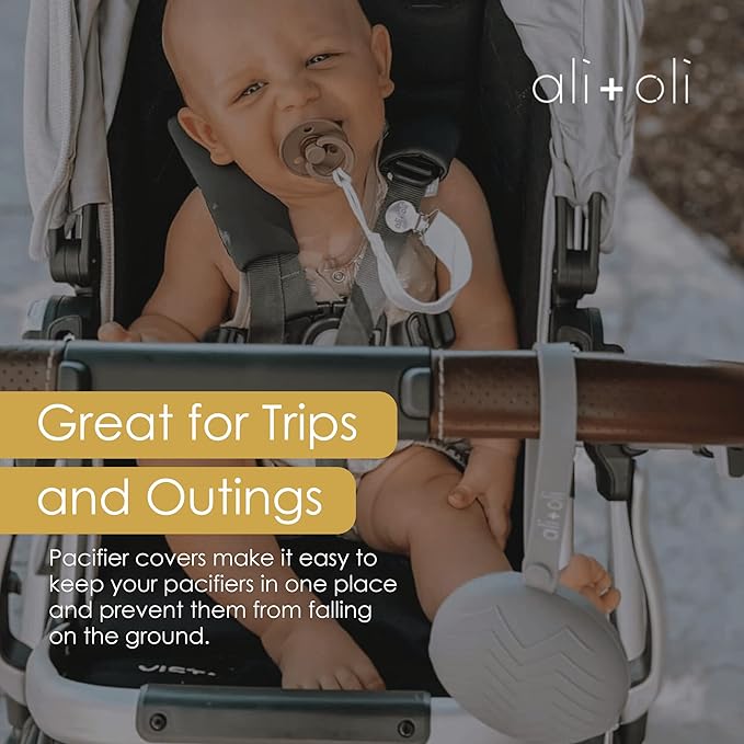 Ali+Oli BPA-Free Silicone Pacifier Holder Case (1-pk) Diaper Bag Accessory Newborn Travel Baby Pacifier Pouch (Chutney)