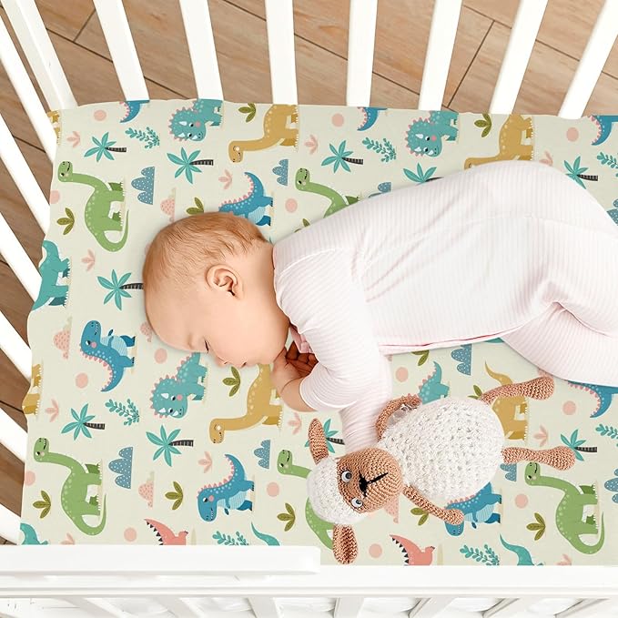 Various Dinosaur Crib Sheets for Neutral Bassinet Play Sheets,Sheets Toddler Bed Sheets for Baby Boys Girs 39 * 27 * 5in