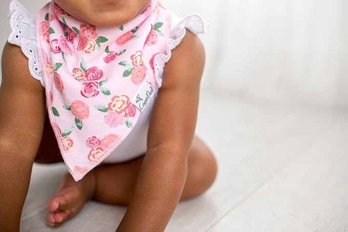 Copper Pearl 6 Pack Soft Cotton Baby Bibs for Drooling and Teething, Absorbent Drool Bibs for Baby Girl, Adjustable to Fit Newborns to Toddlers, Tons of Styles (Amelia Set)