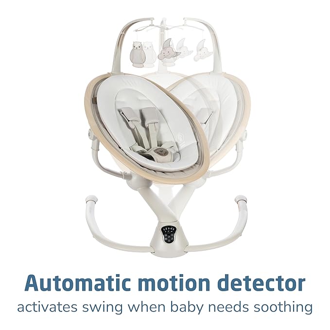 Maxi-Cosi Cassia Baby Swings for Infants: Smart Portable Baby Swing with Music, Lightweight & Foldable Baby Swing, 360 Rotation Infant Swing, Classic Oat