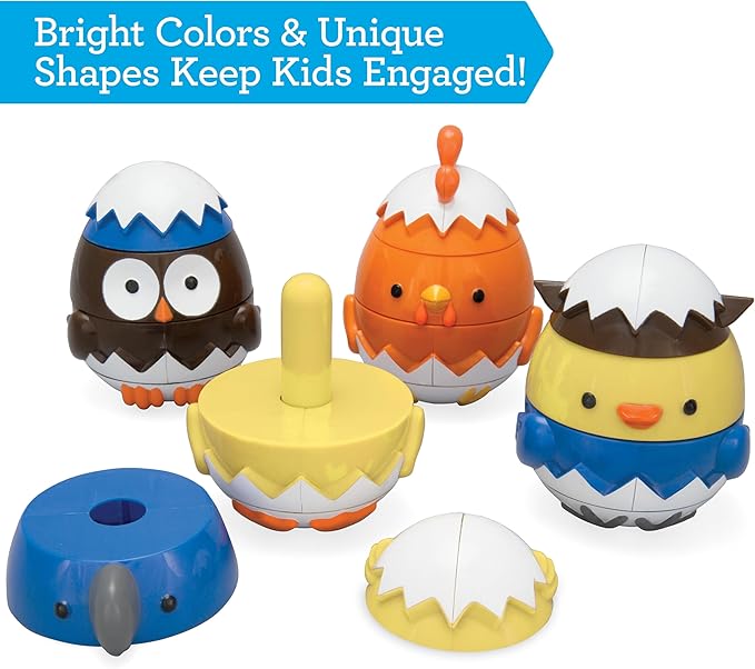 Egg Stacking & Sorting Animals, Mix & Match Adorable Hatching Friends- 4 Different Animals- Creative, Educational & Imaginative Hands On Building Toys- for Baby Toddler Kids Gift- Chick Owl Duck Bird