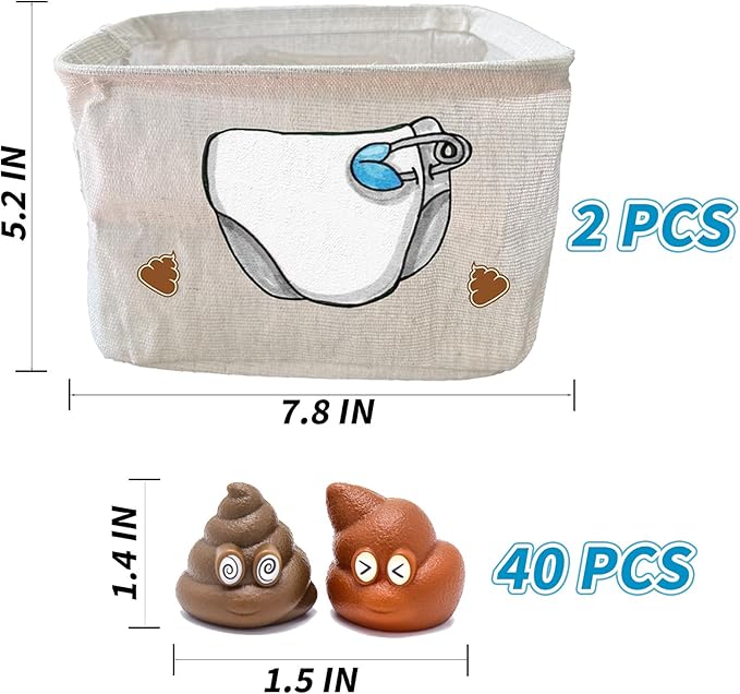 2 Sets Baby Shower Games Funny Activities - Funniest Baby Shower Game Ever, Ice Breakers for Boy or Girl, Poop Shape Toss Challenge (Blue)