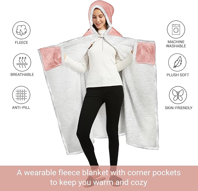 Vprintes Mama Pink Wearable Blanket Hoodie - Birthday Gifts for Mom from Daughter Son - Wife Birthday Gifts, Gifts for Wife from Husband