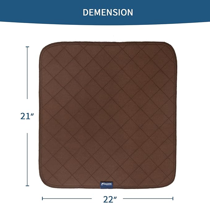 Waterproof Incontinence Chair Pads, 22" x 21" Wheelchair Reusable Seat Pads Cover, Washable Nursery Seat Protector, 4 Pack Brown