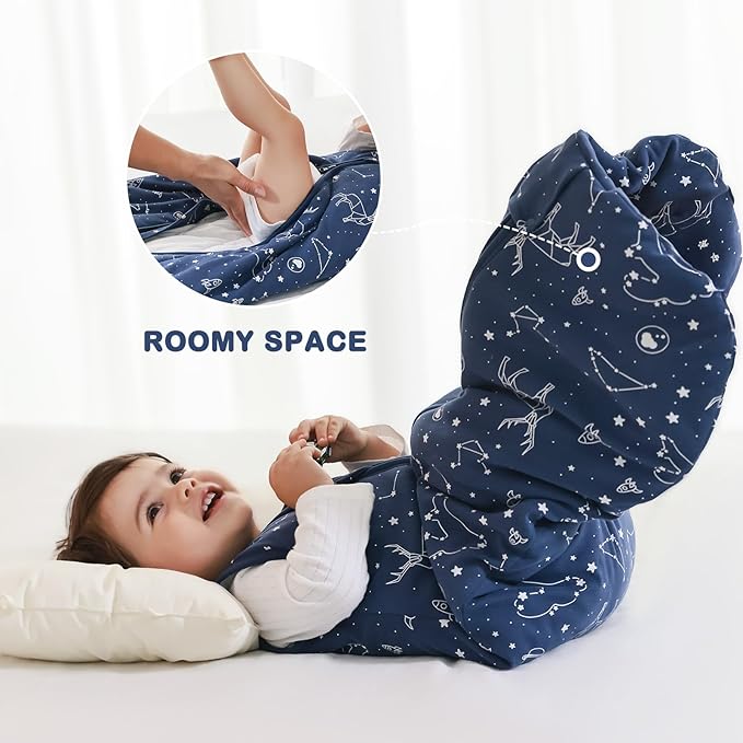 Mosebears Sleep Sack Baby Winter Wearable Blanket with 2-Way Zipper,2.5 TOG Cotton Sleep Sack Unisex(Navy Blue,18-24 Months)