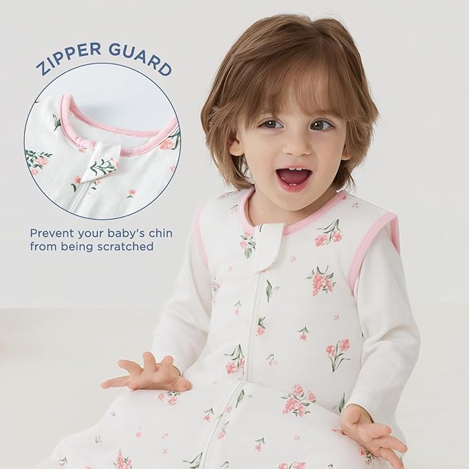 Duomiaomiao 1.5 TOG Baby Sleep Sack 100% Cotton Four Season Baby Wearable Blanket, Breathable Comfy Toddler Sleeping Sack