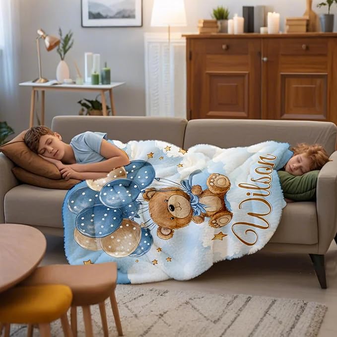Ship Next Day, Personalized Baby Blanket for Boys Girls - Printed in USA, Custom Baby Blanket with Name Super Soft Plush Flannel, Easter Christmas Brithday Gifts for Baby Shower Kids Toddlers Newborn