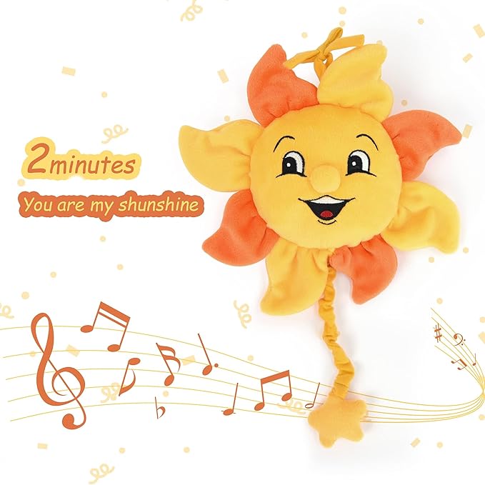 Newborn Baby Musical Toy for Infant 0,3,6,12 Months, Soft Hanging Plush Stroller Toy for 6 to 12 Months Baby with You are My Sunshine Music, Brighten Boy and Girl's Bed,Carseat and Room