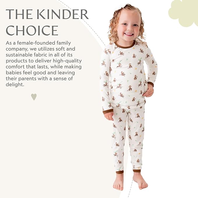 Toddler Pajamas – 95% Bamboo Viscose, 5% Spandex – Soft, Breathable Long-Sleeve Pajama Set for Kids, Sleepwear, Imported