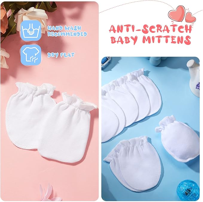 9 Pairs Newborn Baby Boys Girls Mittens 0-6 Months Infant Toddler Mittens No Scratch Solid Color Gloves
