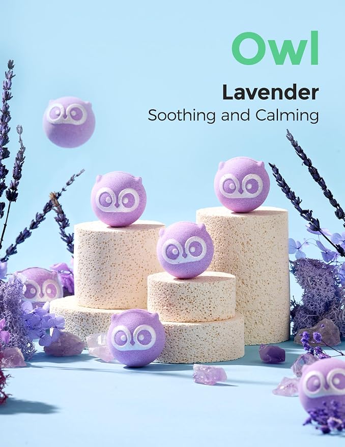 Momcozy Natural&Essential Oil Bath Bombs,14 Pcs Bubble Bath Fizzy Balls with Cute Owl Animal Shapes,Bath Bombs Children's Day Gift Set for Kids Girls Boys Toddler,Ideal Gift